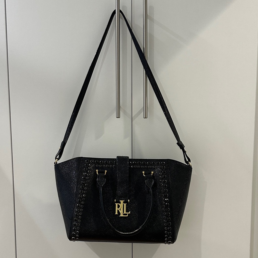 Black Studded patent leather Women's Bag